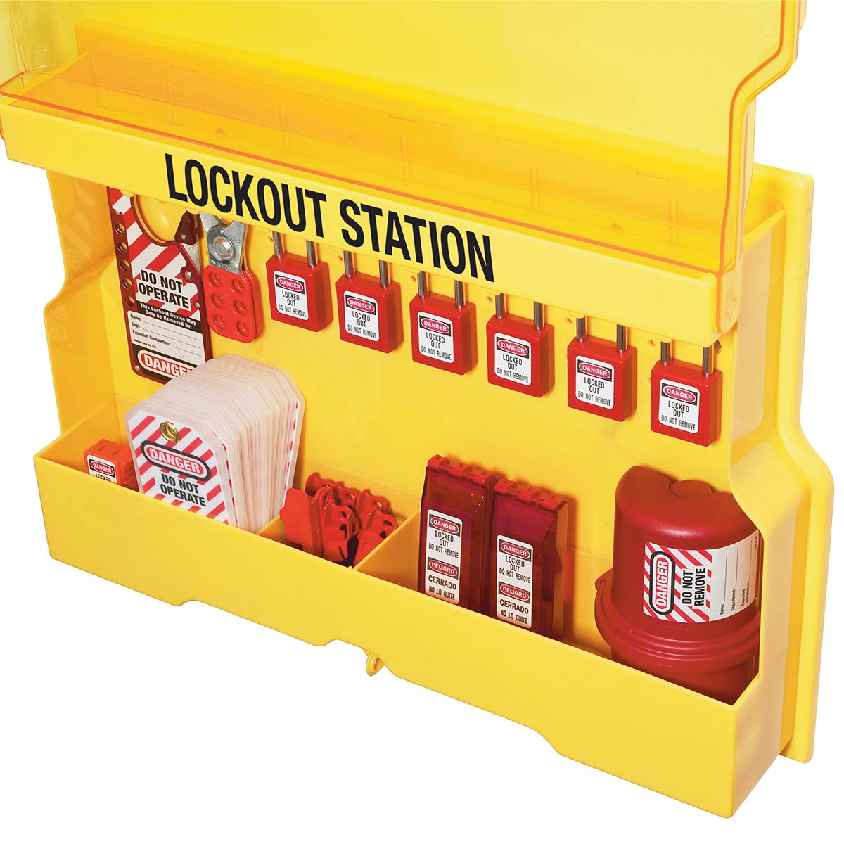 Master Lock S1850 Lockout Station with Cover and 8 Hooks