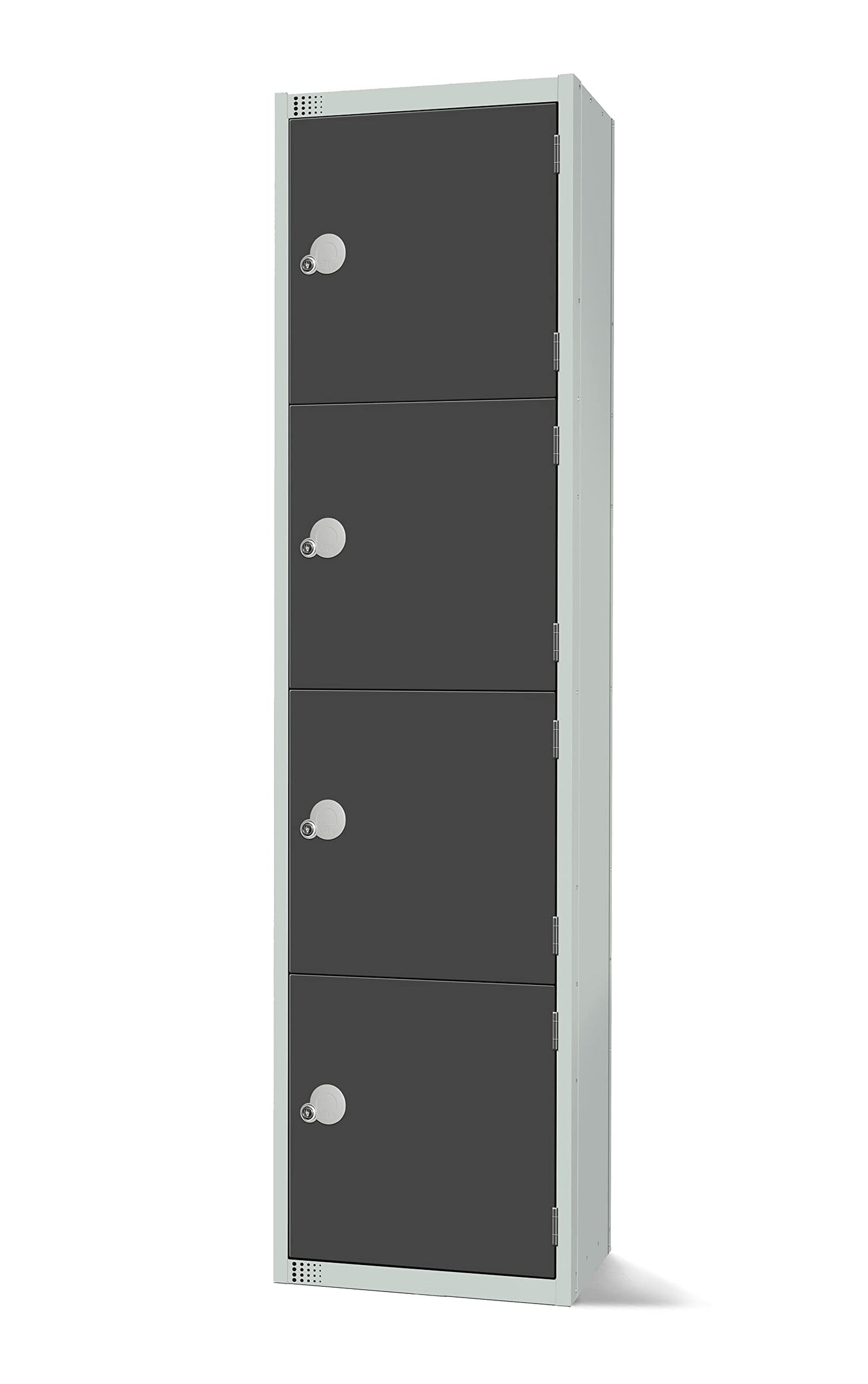Four Door Compartment Locker - School, Work, Gym Storage Locker - 1800mm H x 300mm W x 300mm D - Black