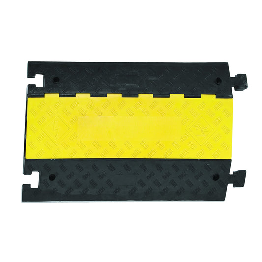 Large Cable Protection Ramp, Centre Element, 960 mm L x 600 mm W x 75 mm H, Black and Yellow