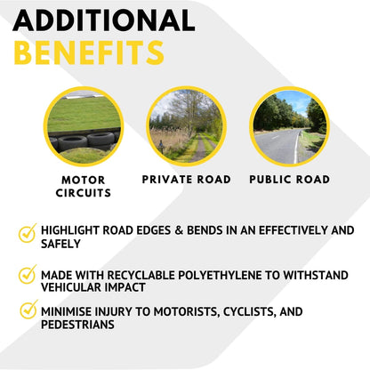 TRAFFIC-LINE Flexible Verge Marker - 1,000mmH - Black/White - Class 2 Reflectors