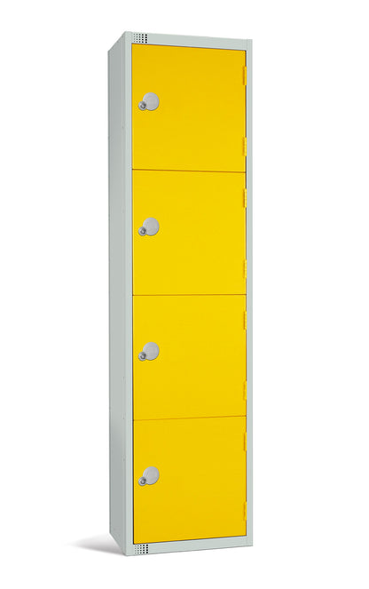 Four Door Compartment Locker - School, Work, Gym Storage Locker - 1800mm H x 300mm W x 300mm D - Black