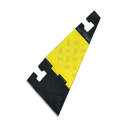 Large Cable Protection Ramp, Angle Left, 500/200 mm L x 600 mm W x 75 mm H, Black and Yellow