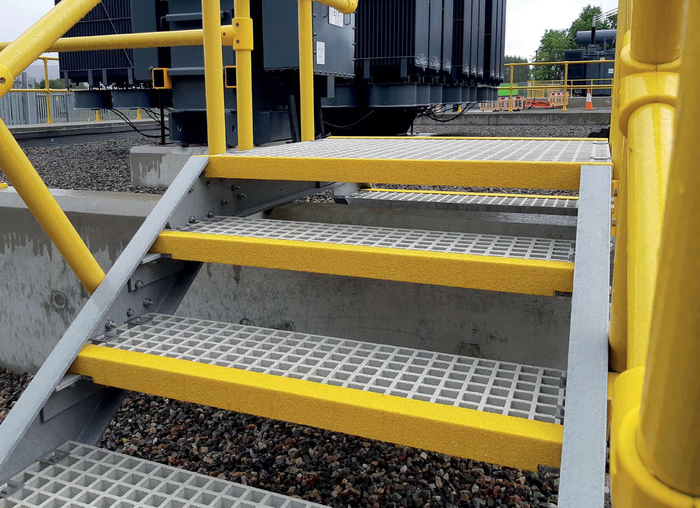 GRP Anti Slip Stair Nosing on Metal Stairs