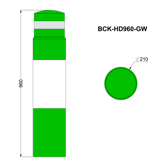 Bollard Cover Kit 960mm High Green & White
