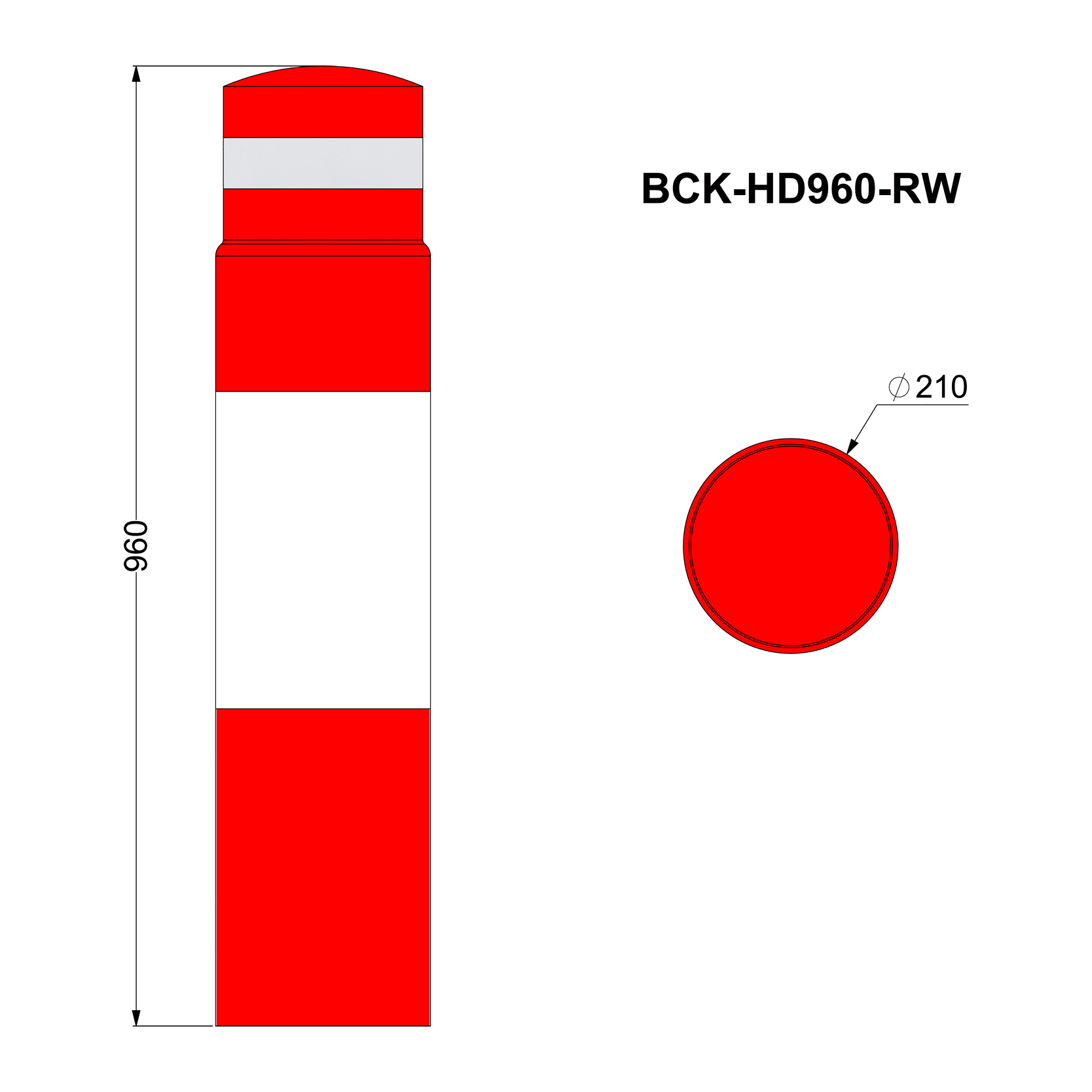 Bollard Cover Kit 960mm High Red & White