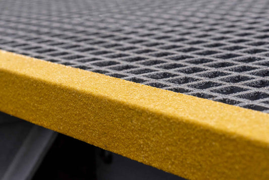 Yellow GRP Stair Nosing on Grating