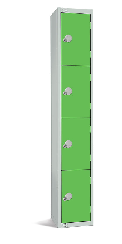 Four Door Compartment Locker - School, Work, Gym Storage Locker - 1800mm H x 300mm W x 300mm D - Black
