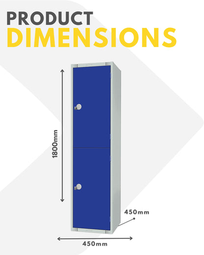 Two Door Compartment Locker - School Work Gym Storage Locker