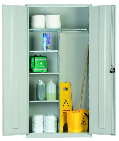 Janitorial Cupboard - Industrial and Commercial Cupboard - 4 Shelves / 6 Compartments - 1830mm High x 915mm Wide x 457mm Deep