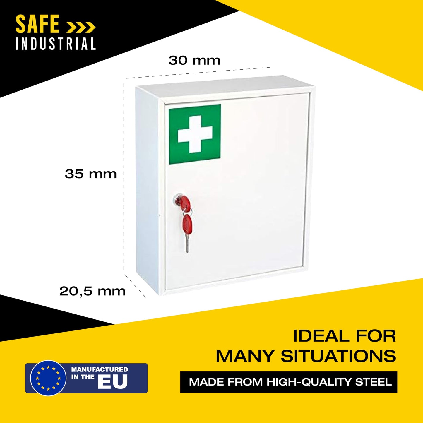 Safe Industrial - Medical Cabinet - Medication Safe with Shelves, Wall Mounted - Secure Storage for Medicine & First Aid Kit