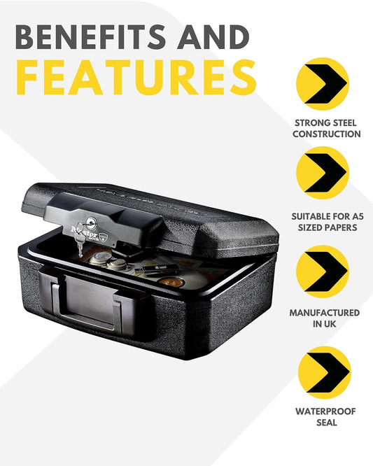 Safe Industrial Fire Chest - Fire Proof Box Safe to Protect Valuables - Ideal for Storing Goods, Documents and Digital Items from Fire 36D x 39W x 16.8H cm (Small)