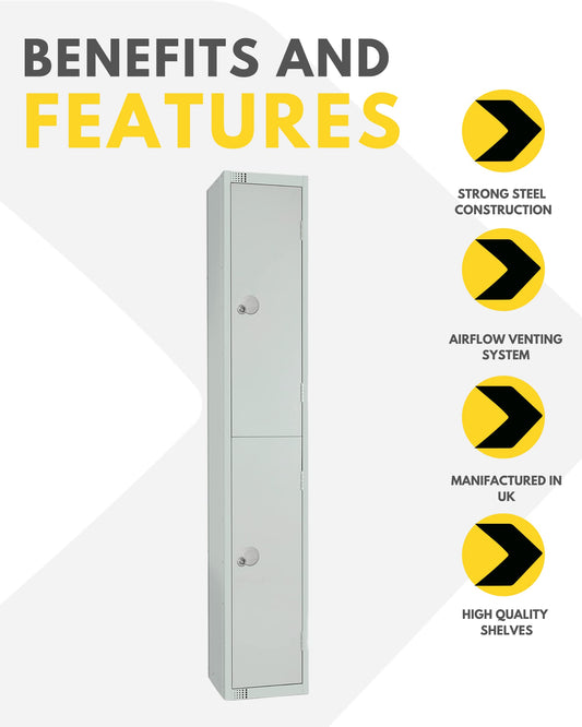 Two Door Compartment Locker - School Work Gym Storage Locker