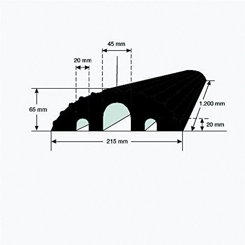 Small Cable Protection Ramp, 1200 mm L x 215 mm W x 65 mm H, Black