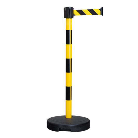Moravia Morion Basic Belt Warning Stand Yellow/Black Plastic Base Height 950 mm Base Plate Diameter 360 mm Belt Length 3 m Belt Width 50 mm