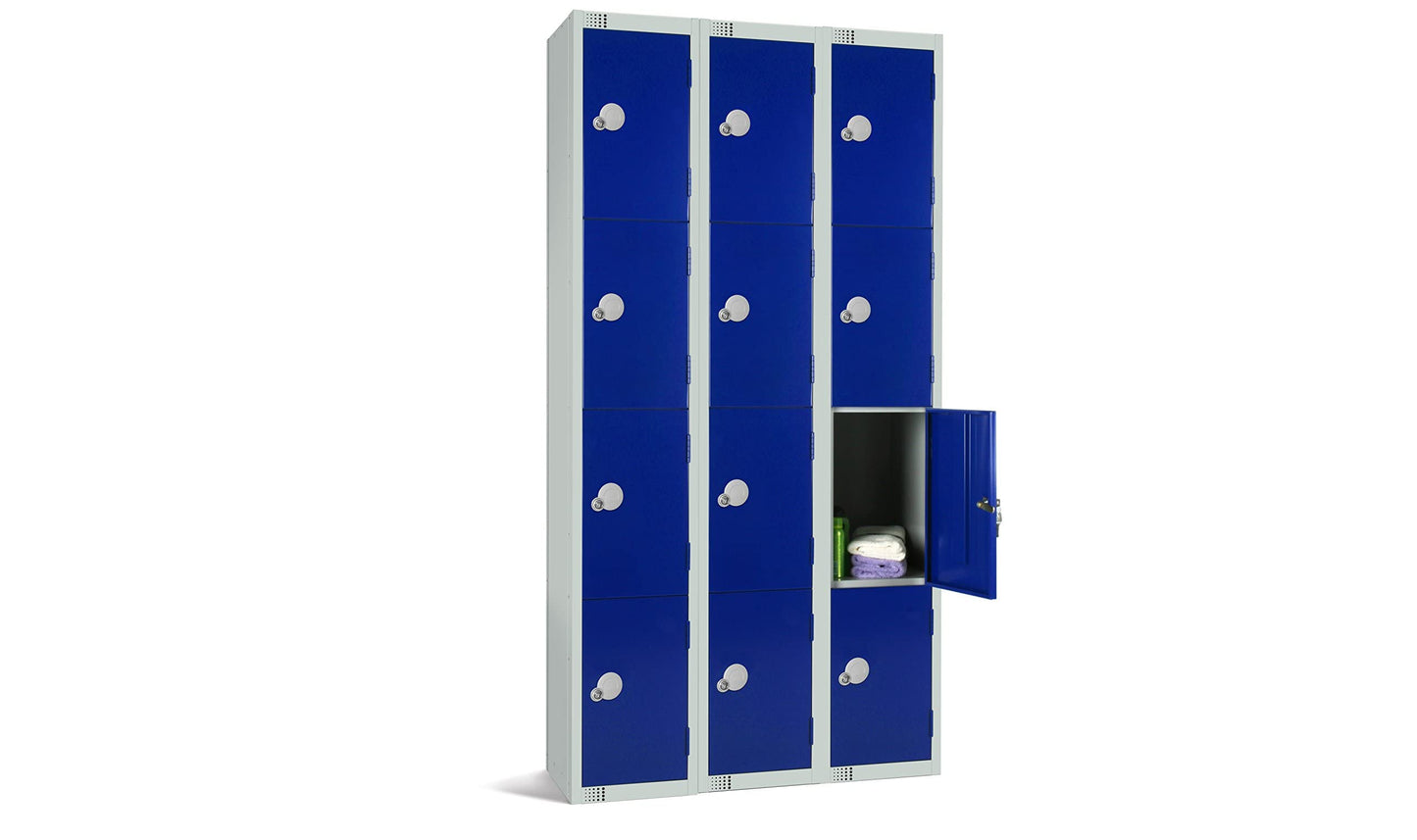 Four Door Compartment Locker - School, Work, Gym Storage Locker - 1800mm H x 300mm W x 300mm D - Black