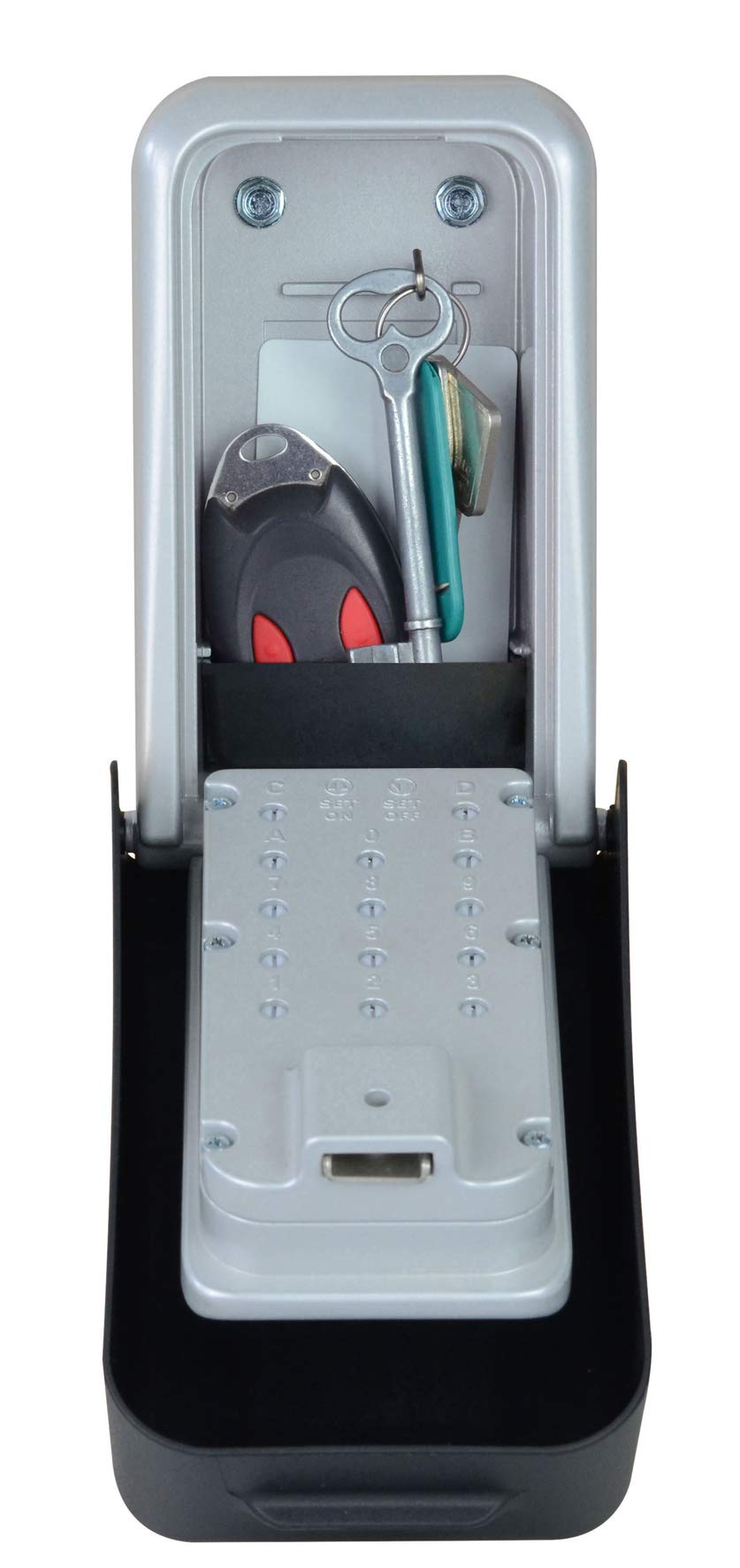 Safe Industrial - Push Button Key Storage Unit - Key Bank - Holds Small Valuables and Keys - Zinc Body, Weather Resistant, High Security SBD, ABS Cover
