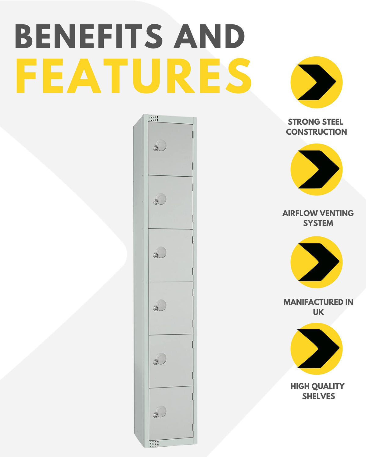 Six Door Compartment Locker - School Work Gym Storage Locker