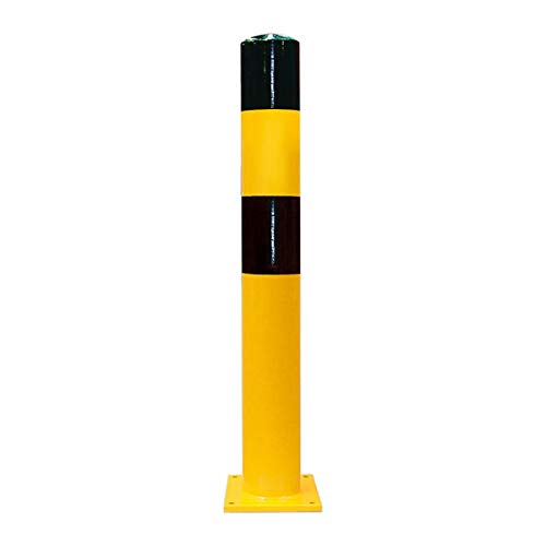 Impact protection bollard, yellow/black, heavy duty quality steel, for doweling, including mounting material, diameter: 15.9 cm, height: 120 cm, wall thickness: 4.5 mm