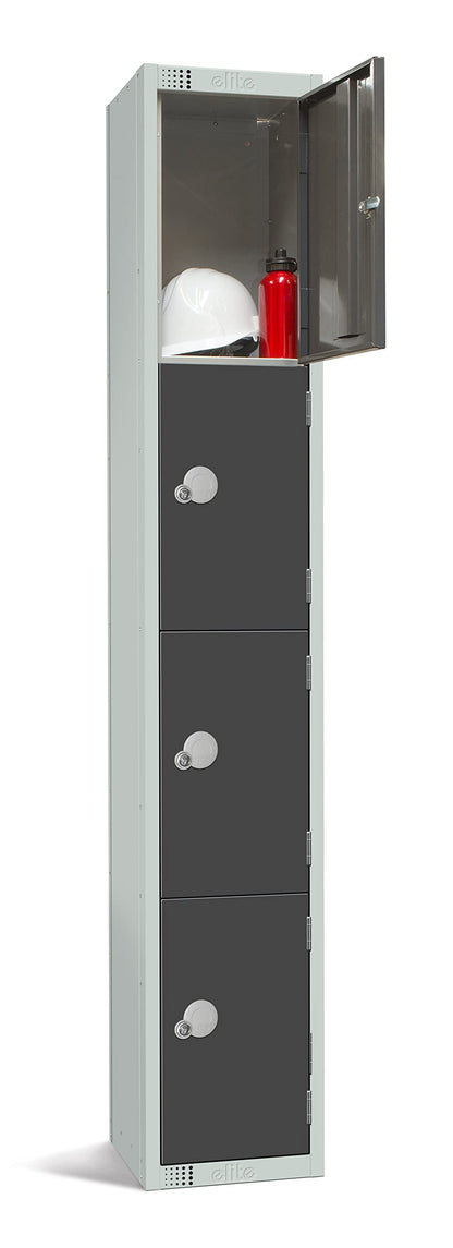 Four Door Compartment Locker - School, Work, Gym Storage Locker - 1800mm H x 300mm W x 300mm D - Black