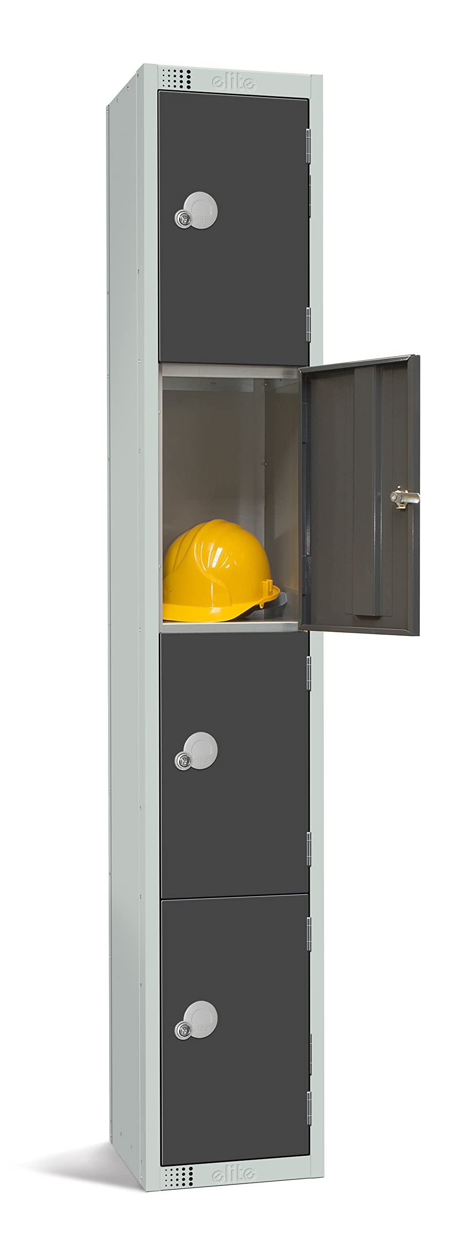 Four Door Compartment Locker - School, Work, Gym Storage Locker - 1800mm H x 300mm W x 300mm D - Black