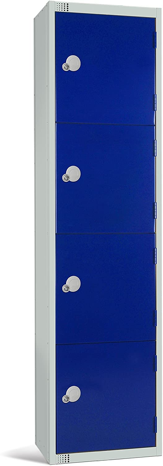 Four Door Compartment Locker - School, Work, Gym Storage Locker - 1800mm H x 300mm W x 300mm D - Black