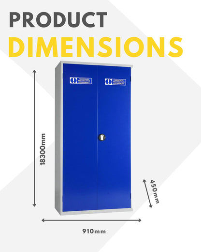 PPE Clothing and Equipment Cupboard - Industrial Commercial Storage Cupboard - 1830mm High x 915mm Wide x 457mm Deep