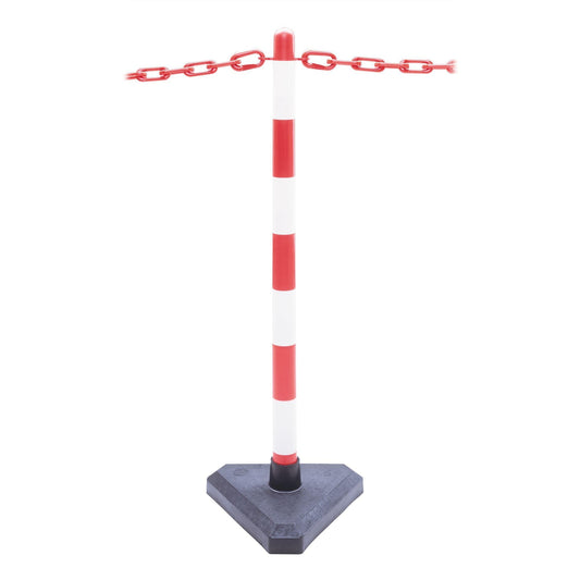 Moravia Chain Post With Concrete Base - Red/White - 870mm High