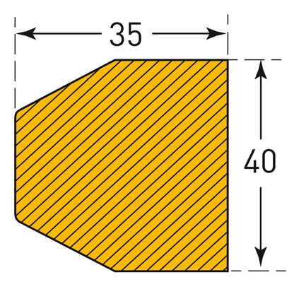 Impact Protection Trapezoidal Surface Protection 40/35 mm Black/Yellow Self-Adhesive Length 1000 mm