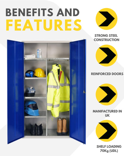 PPE Clothing and Equipment Cupboard - Industrial Commercial Storage Cupboard - 1830mm High x 915mm Wide x 457mm Deep