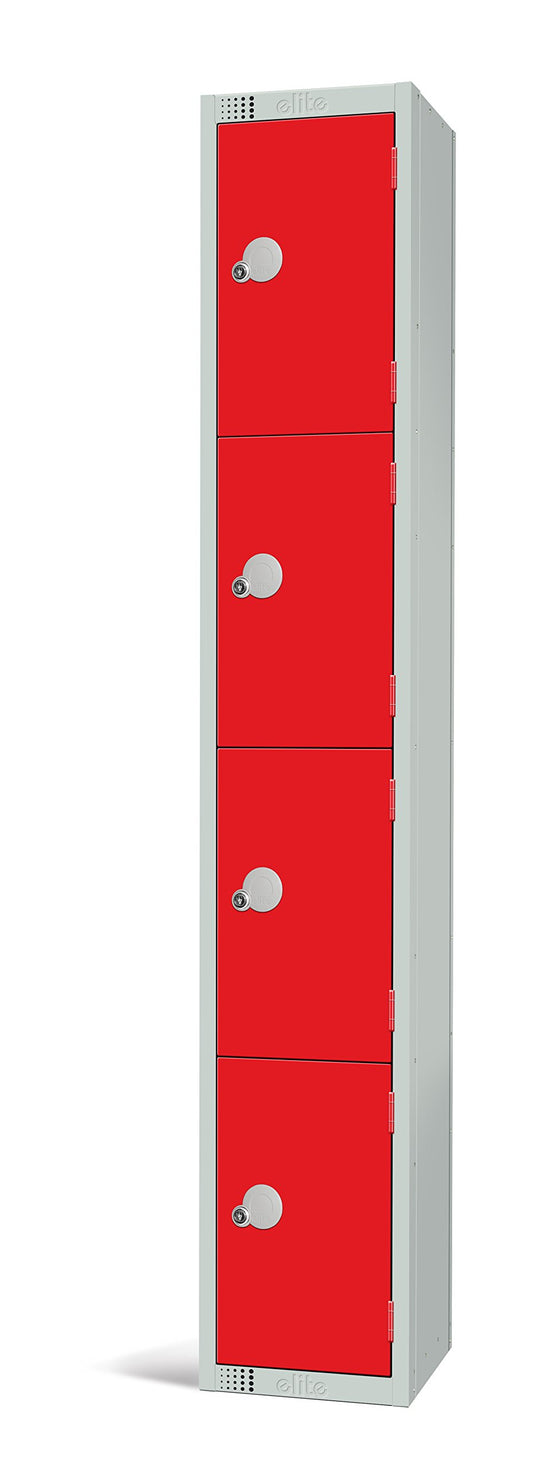 Four Door Compartment Locker - School, Work, Gym Storage Locker - 1800mm H x 300mm W x 300mm D - Black