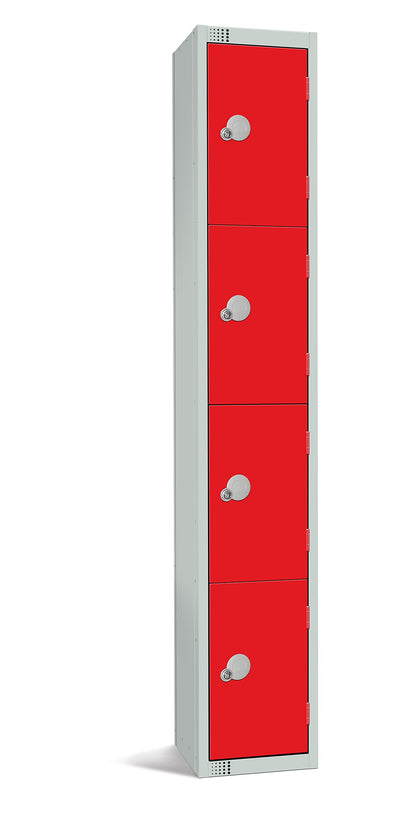 Four Door Compartment Locker - School, Work, Gym Storage Locker - 1800mm H x 300mm W x 300mm D - Black