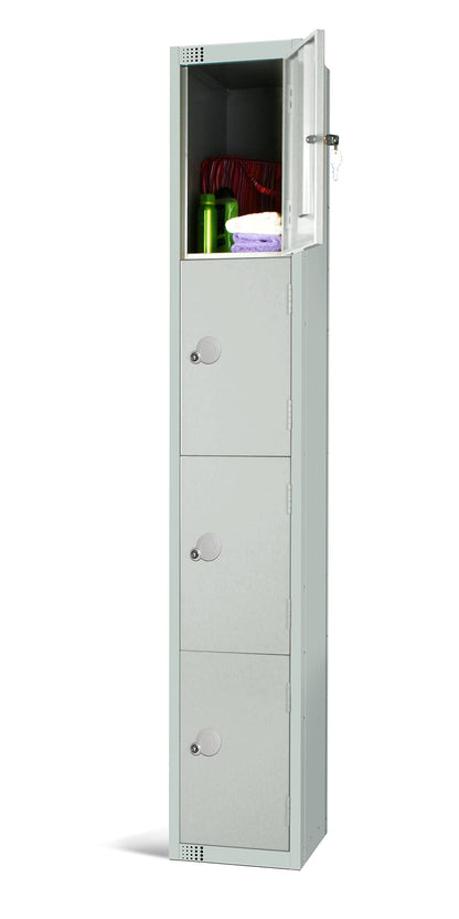 Four Door Compartment Locker - School, Work, Gym Storage Locker - 1800mm H x 300mm W x 300mm D - Black