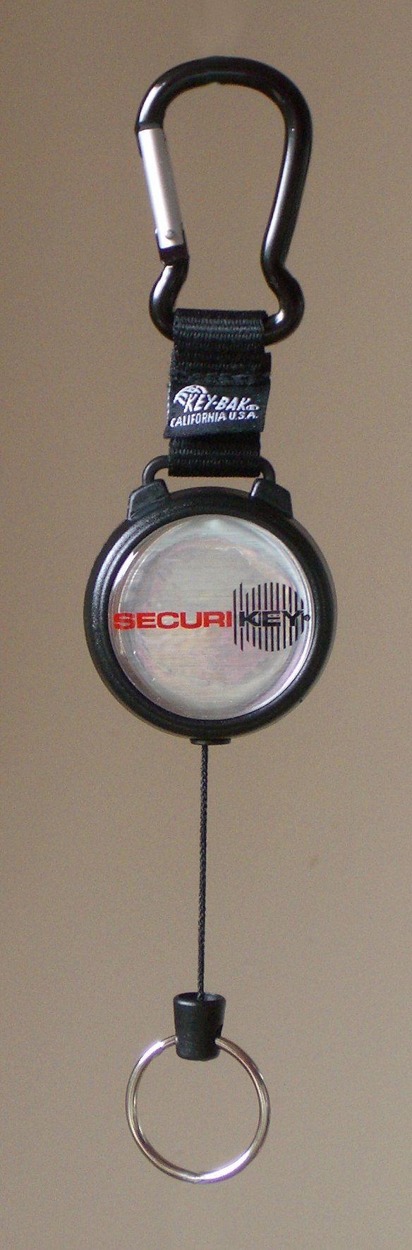 Security Karabiner Key Reel - Heavy Duty Model, Karabiner Key Reel 1200mm Kevlar Cord