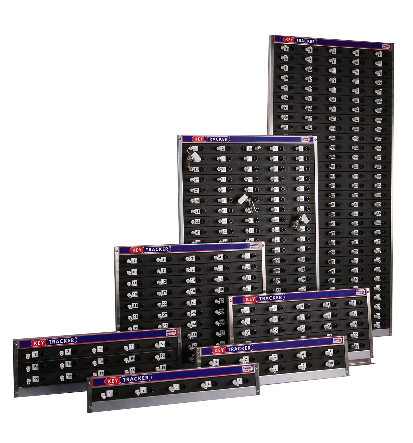 Peg Board Mechanical Key Tracker System, keep track of keys, with colorful security keys, for office staff members, horizontal plastic system (5 Peg Board)