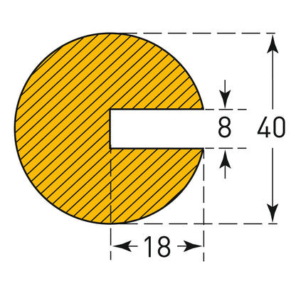Impact Protection SEMI-CIRCULAR 40/40/8-1,000mm Lengths - Yellow/Black