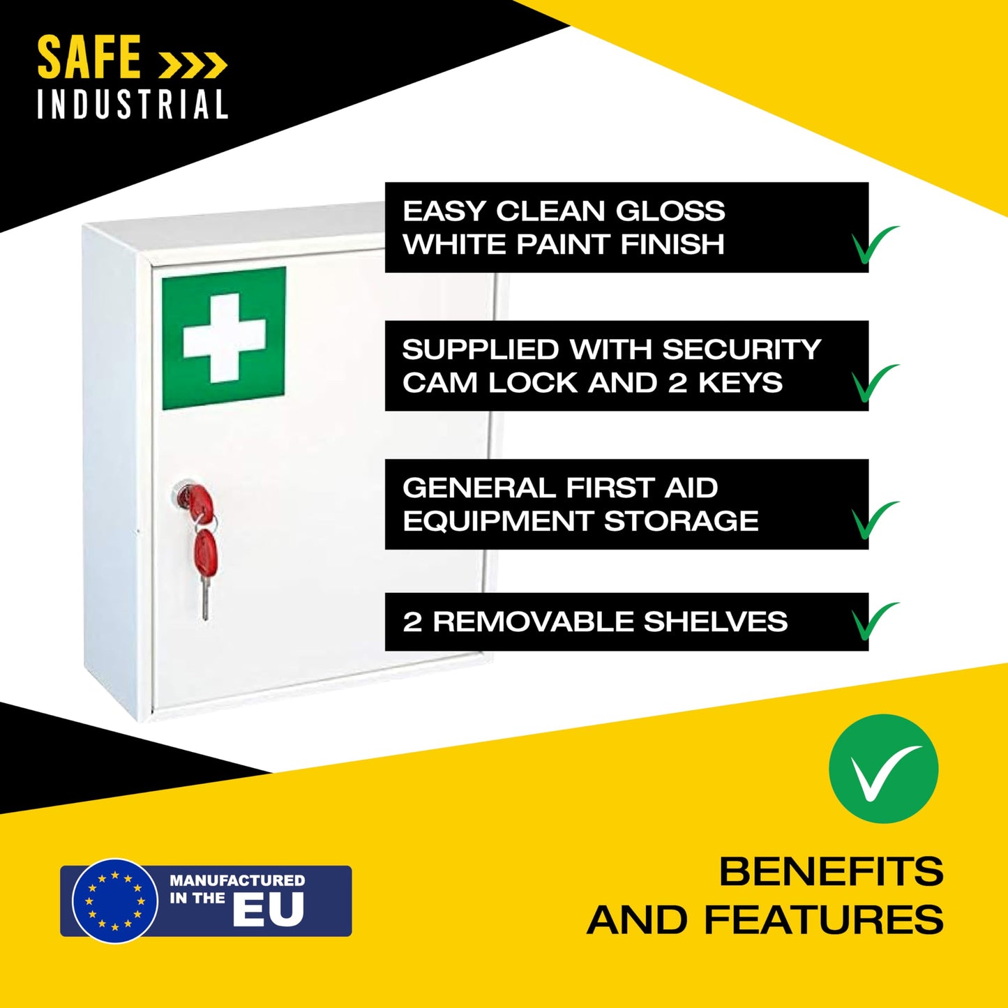 Safe Industrial - Medical Cabinet - Medication Safe with Shelves, Wall Mounted - Secure Storage for Medicine & First Aid Kit