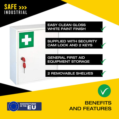 Safe Industrial - Medical Cabinet - Medication Safe with Shelves, Wall Mounted - Secure Storage for Medicine & First Aid Kit