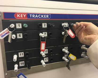 Peg Board Mechanical Key Tracker System, keep track of keys, with colorful security keys, for office staff members, horizontal plastic system (5 Peg Board)