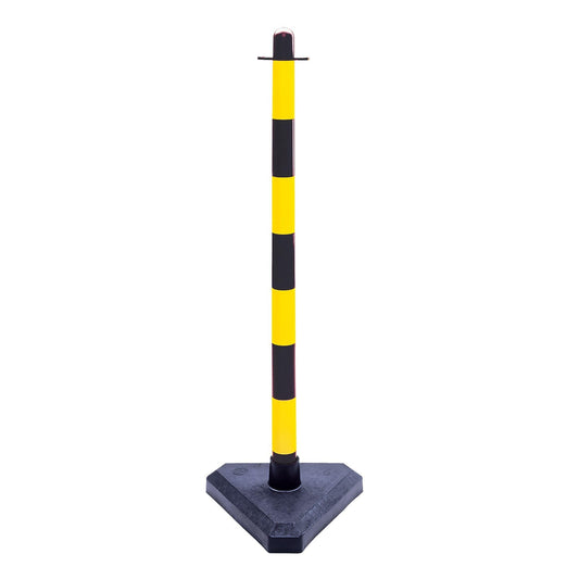Secur plastic chain stand with cement base, posts: yellow/black, height: 87.0 cm, diameter: 4.0 cm, base: 30.0 cm